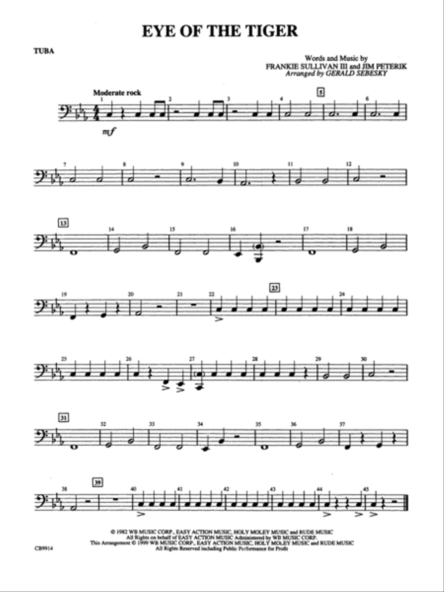 Eye of the Tiger: Tuba Eye of the Tiger: Tuba Concert Band scores gallery preview page 1