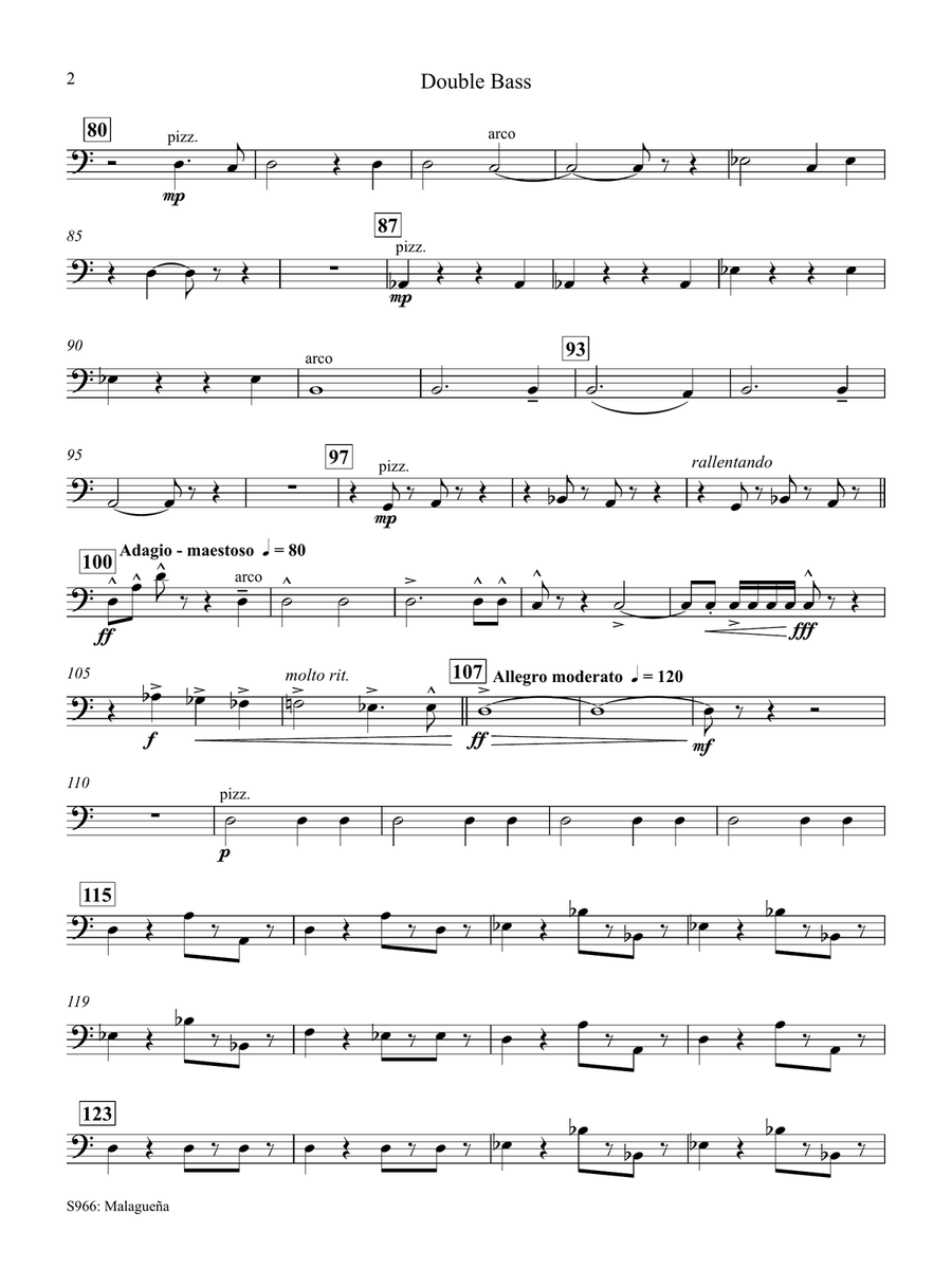 Malagueña (from Andalucia) (arr. James Barnes) - Double Bass Concert Band scores gallery preview page 2