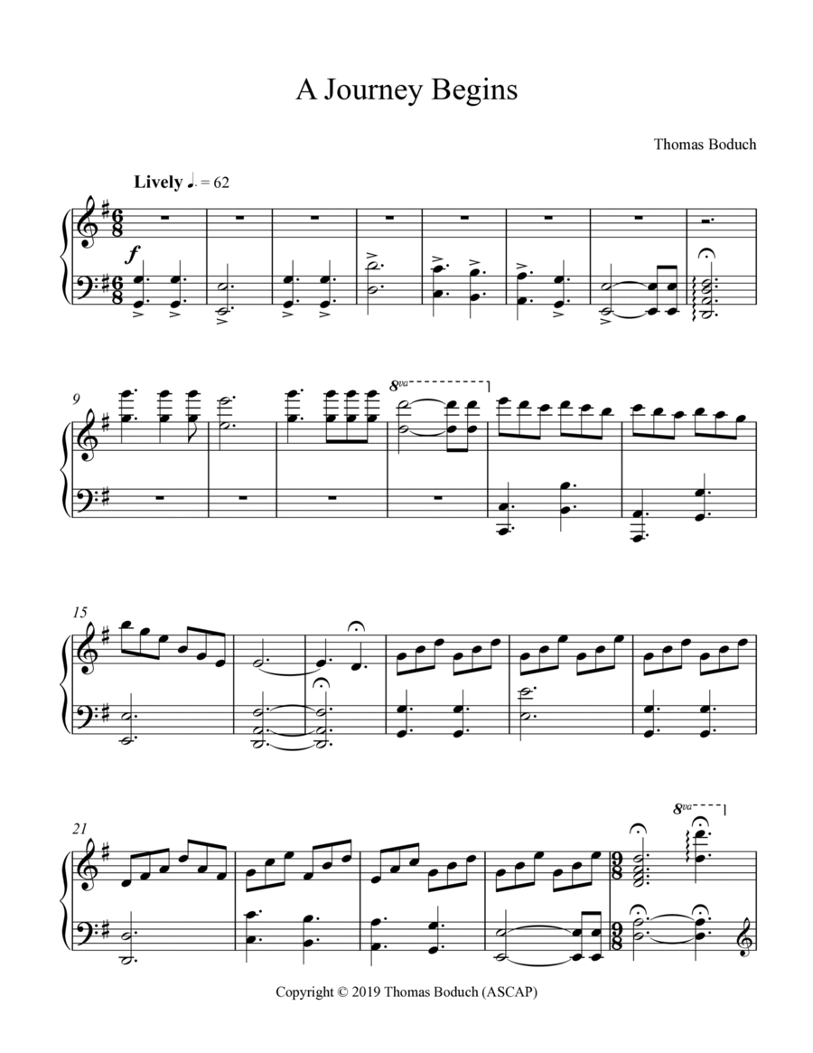 A Journey Begins Piano Solo scores gallery preview page 1