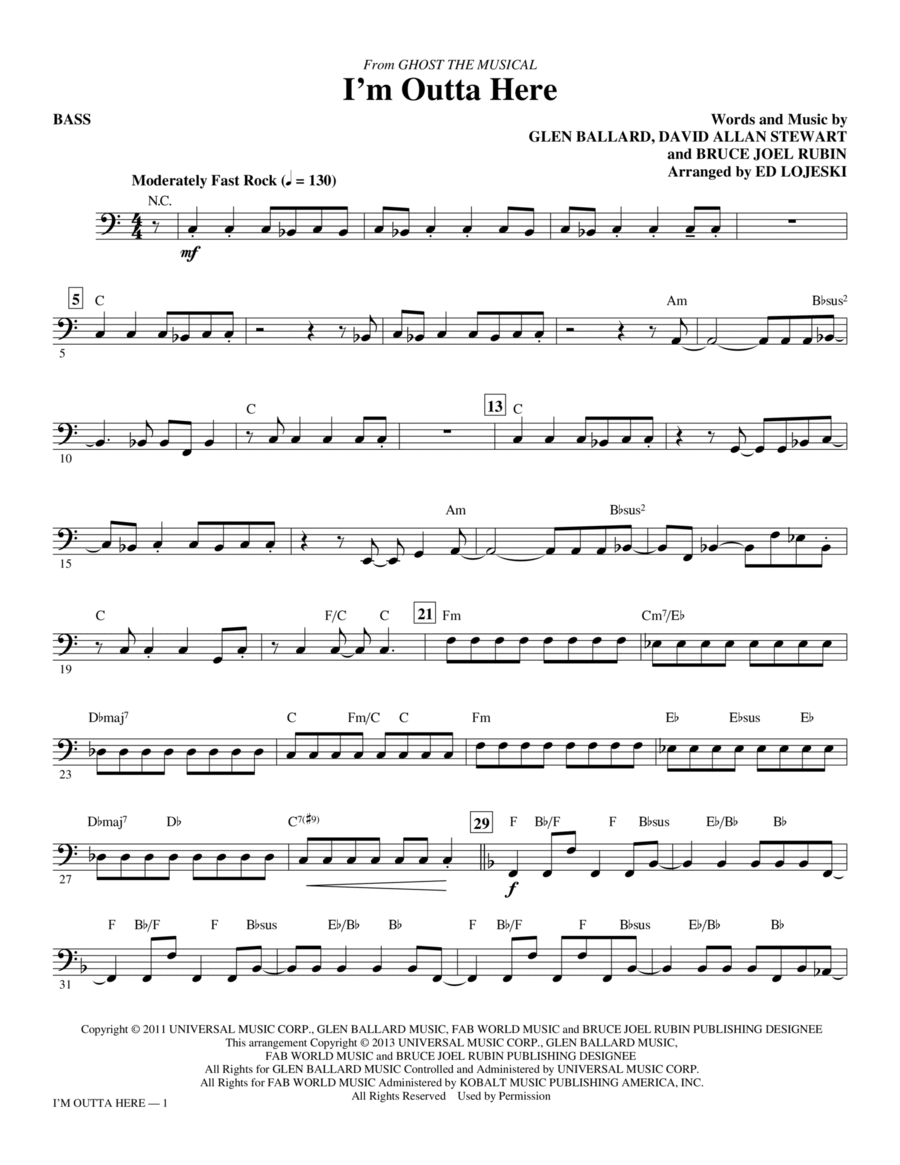 I'm Outta Here - Bass I'm Outta Here - Bass Choir scores gallery preview page 1