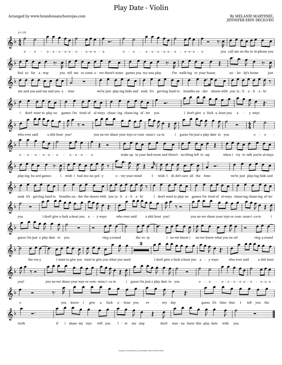 Play Date - Violin Violin Solo scores gallery preview page 1