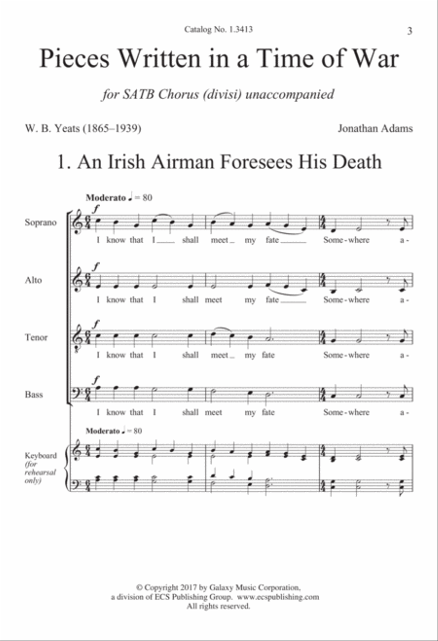 An Irish Airman Foresees His Death from Pieces Written in a Time of War Divisi scores gallery preview page 2