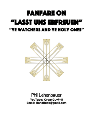Book cover for Fanfare on "Lasst Uns Erfreuen" organ work, by Phil Lehenbauer