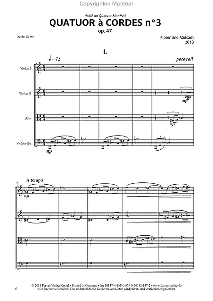 Quatuor a Cordes no. 3 op. 47