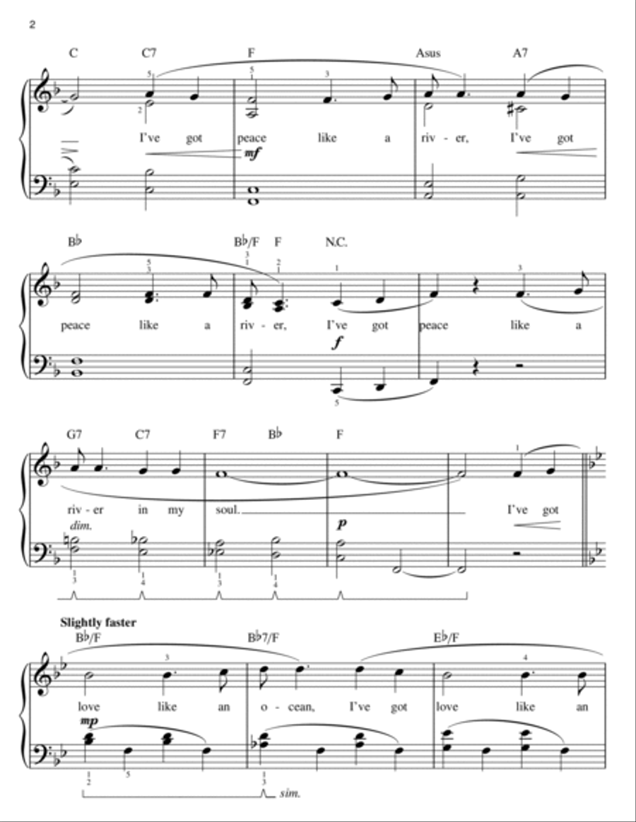 I've Got Peace Like A River (arr. Phillip Keveren) Easy Piano scores gallery preview page 2