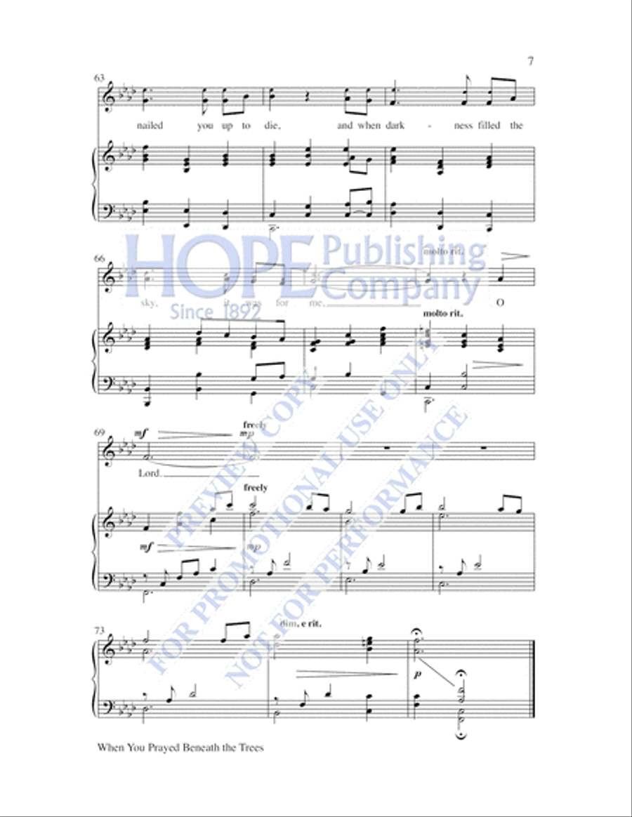 When You Prayed Beneath the Trees Unison Choir scores gallery preview page 8