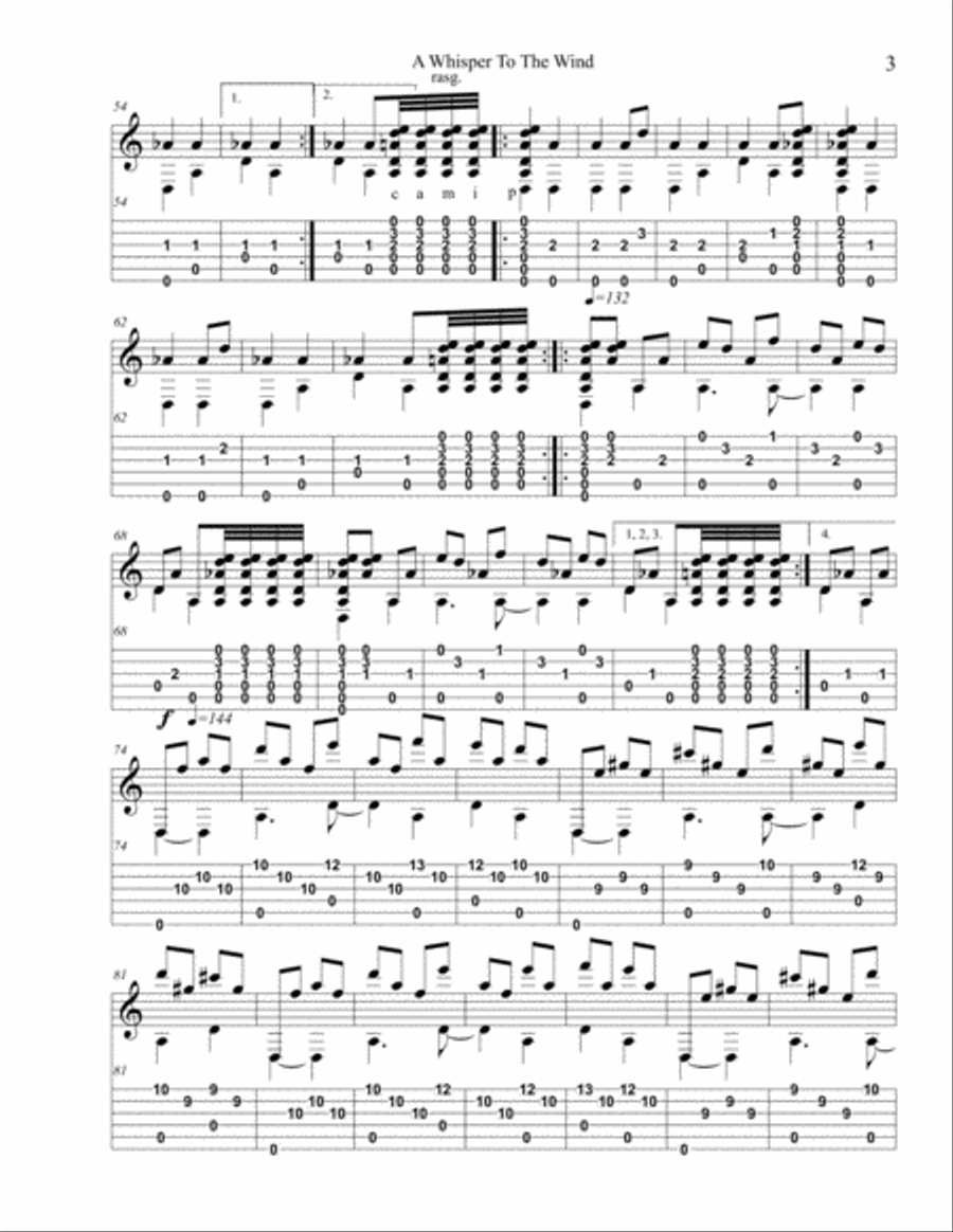 A Whisper to the Wind Classical Guitar scores gallery preview page 3