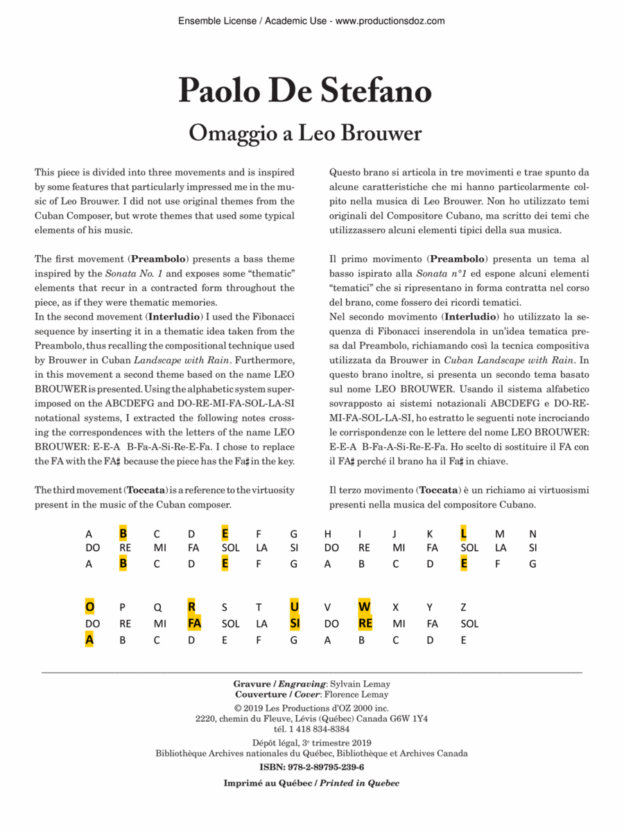Omaggio a Leo Brouwer Omaggio a Leo Brouwer Classical Guitar scores gallery preview page 1