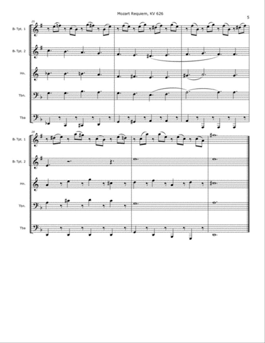 Mozart Requiem - Lacrimosa Brass Ensemble scores gallery preview page 5