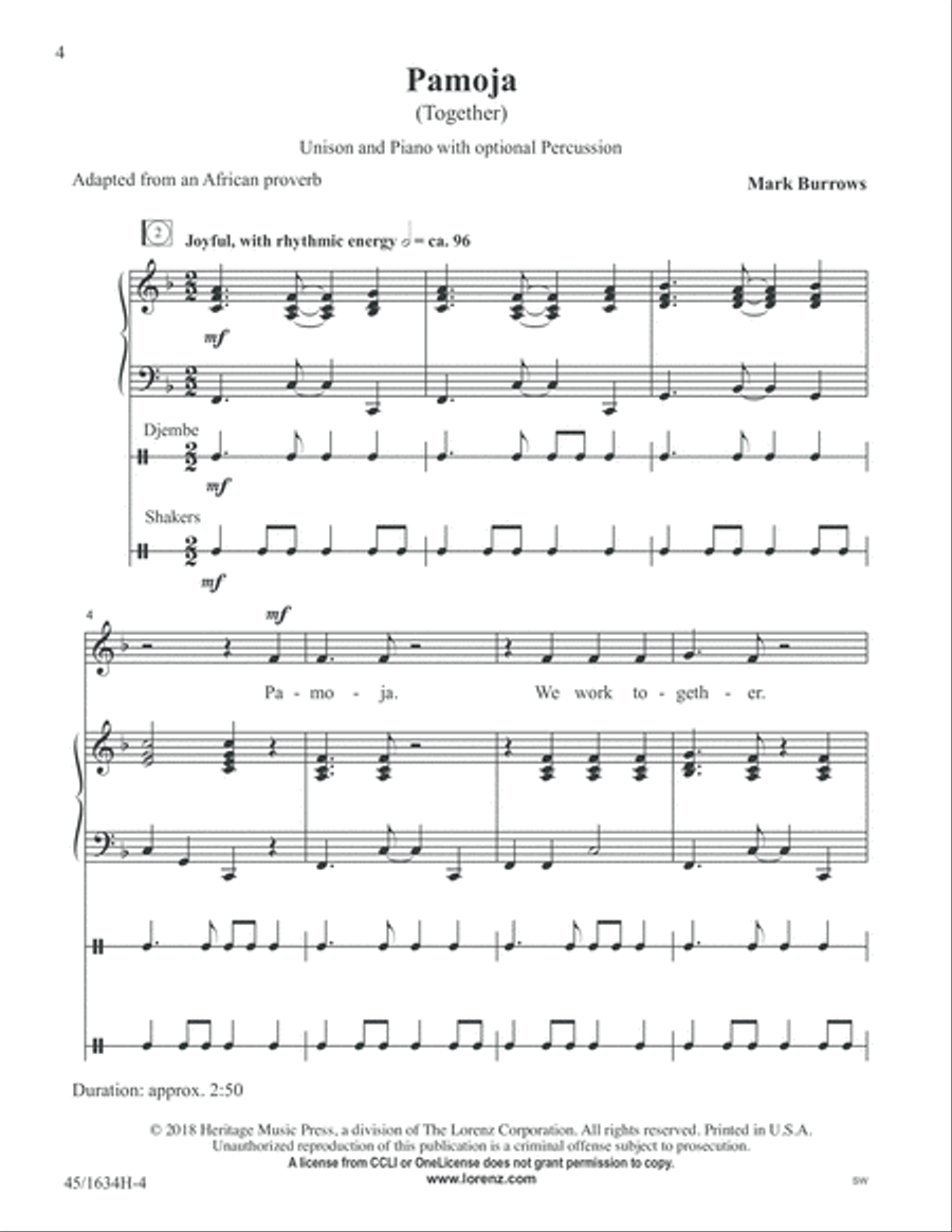 Together Together Unison Choir scores gallery preview page 4