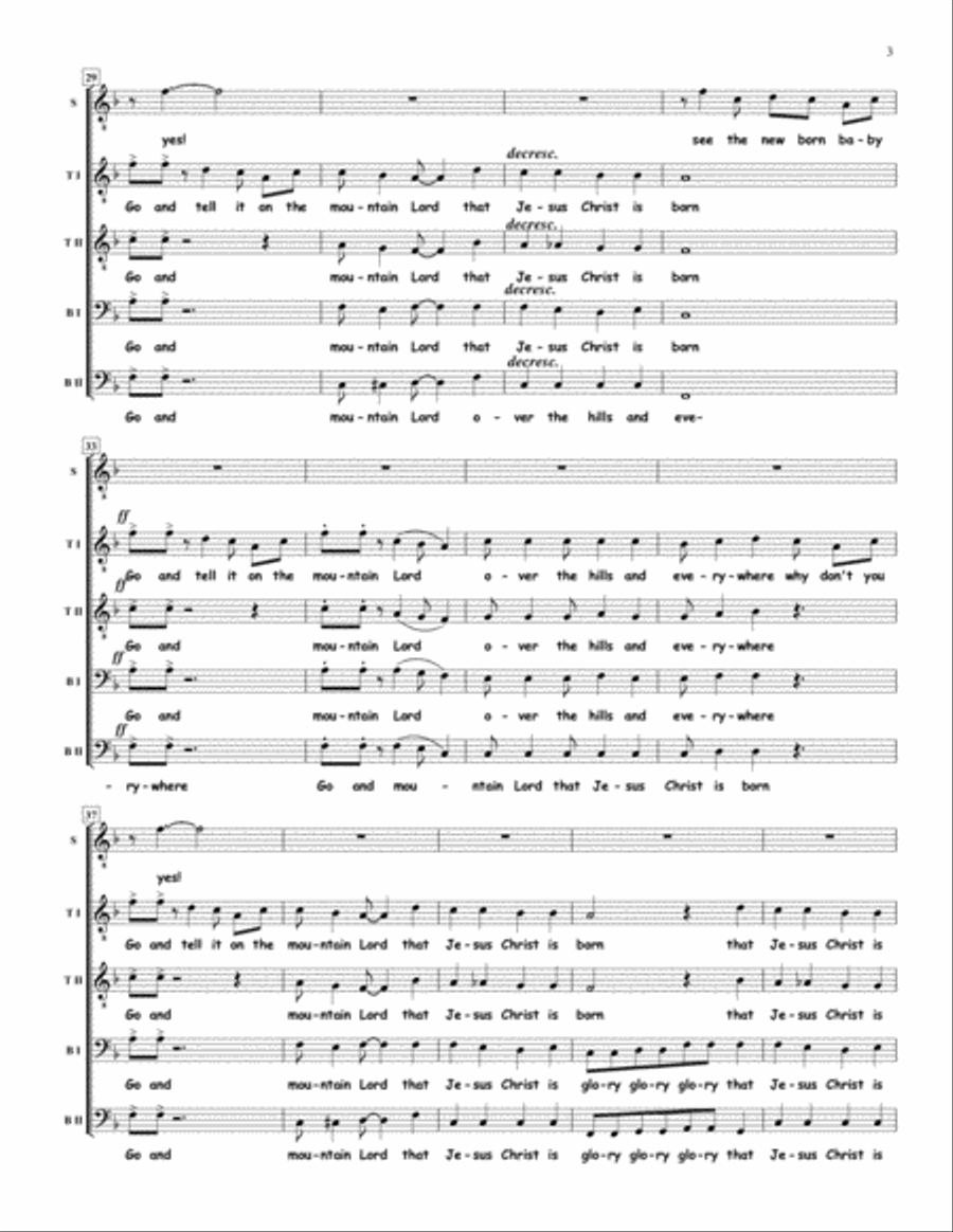 GLORY GLORY GLORY TO THE NEWBORN KING TTBB scores gallery preview page 3