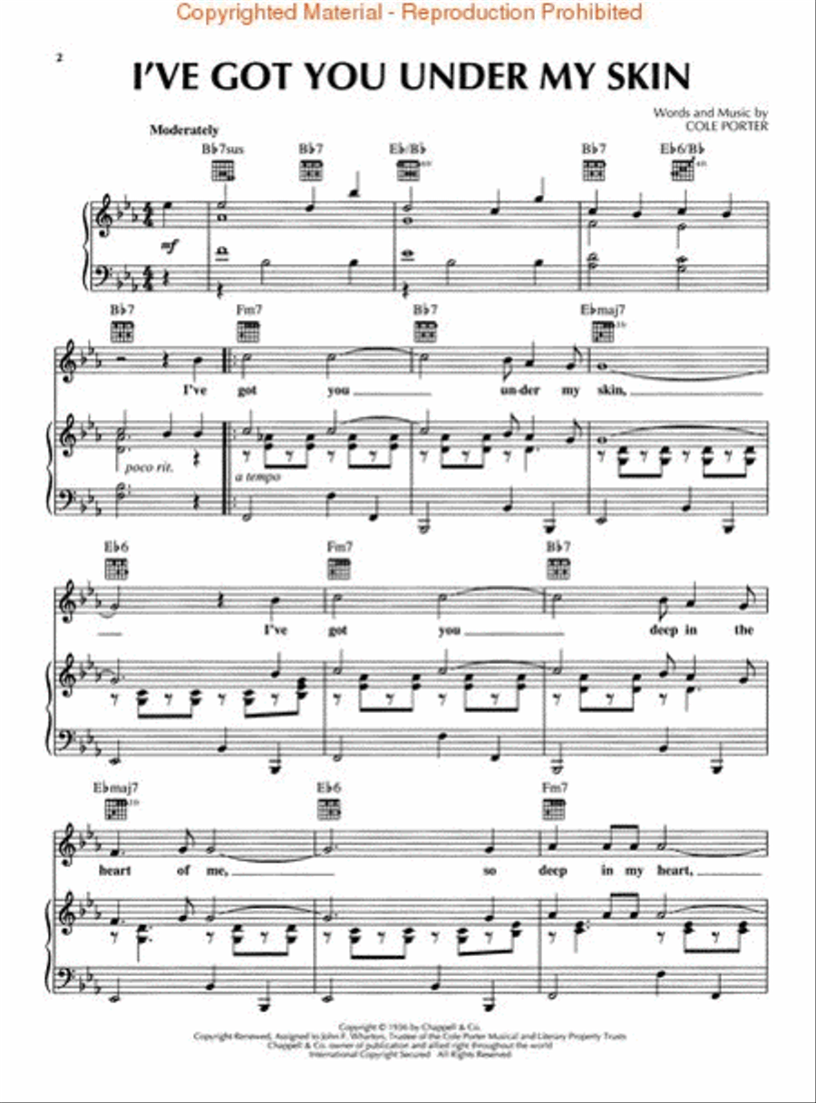 I've Got You Under My Skin Piano, Vocal, Guitar scores gallery preview page 2