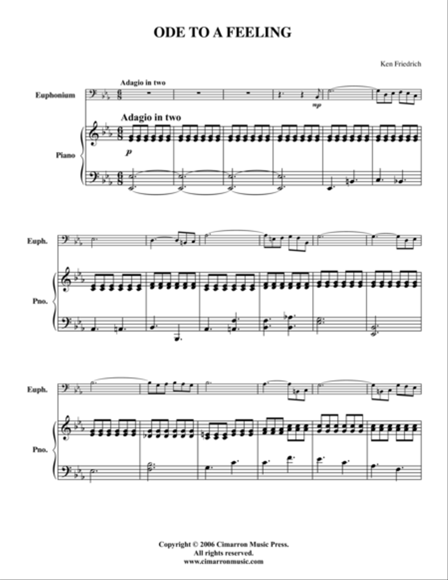 Ode to a Feeling Euphonium scores gallery preview page 1