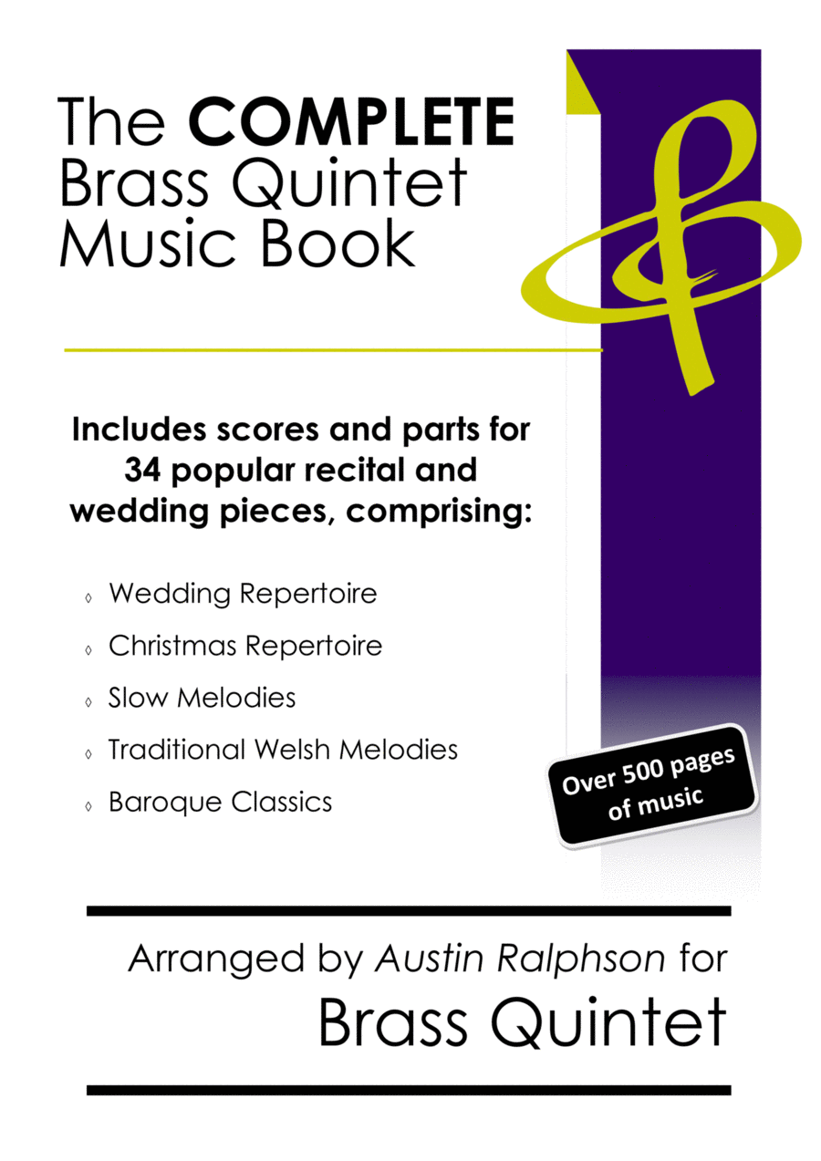 COMPLETE Brass Quintet Music Book - pack of 34 essential pieces: wedding, Christmas, baroque, slow Brass Quintet scores gallery preview page 1