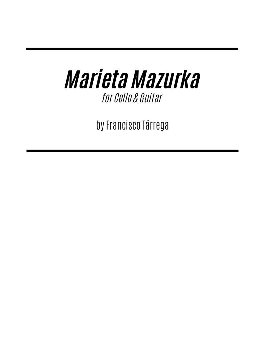 Marieta Mazurka (for Cello and Guitar) String Duet scores gallery preview page 1