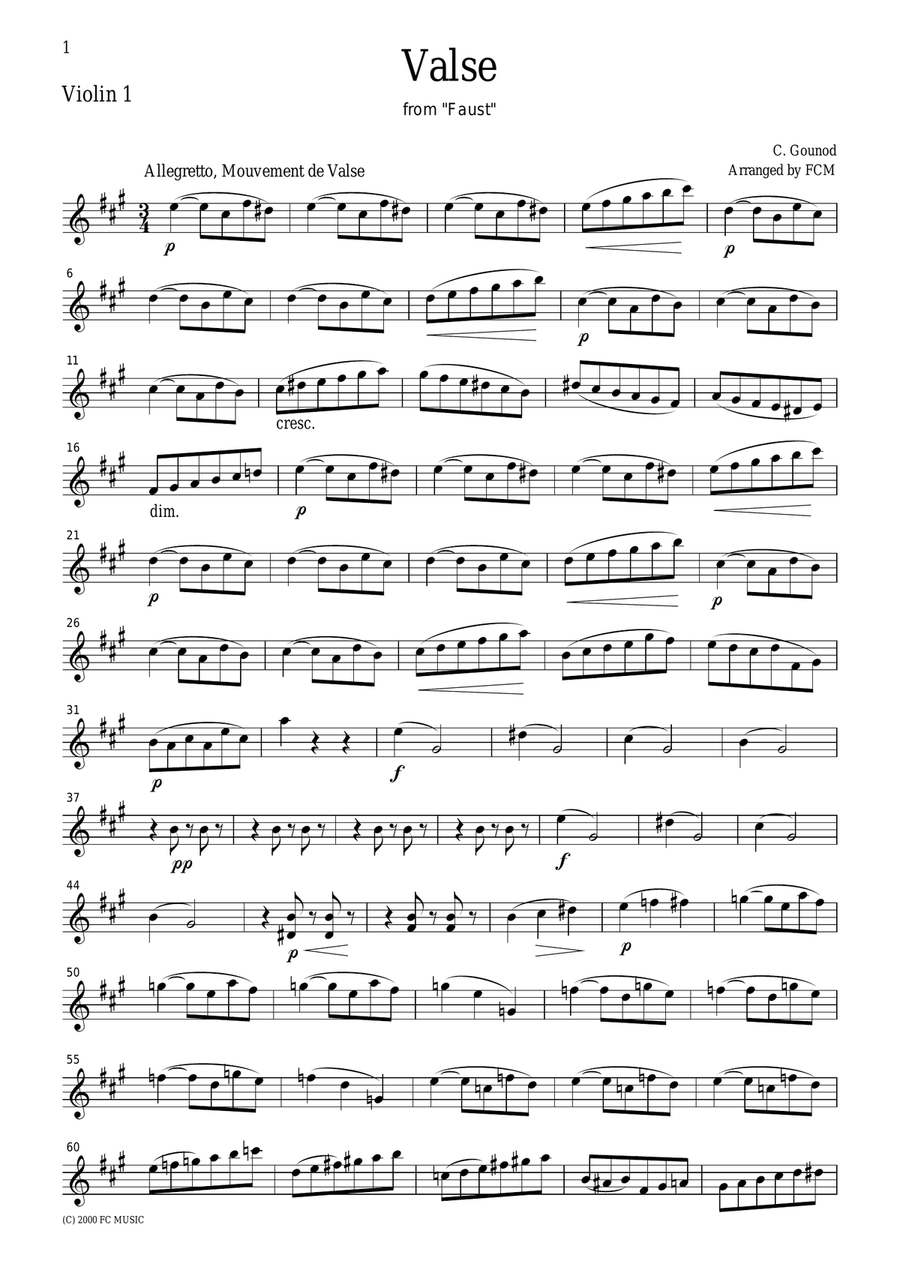Gounod Valse from Faust, for string quartet, CG001 String Quartet scores gallery preview page 3