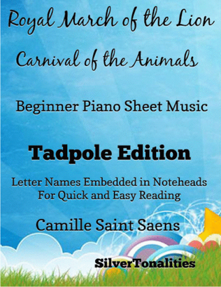 Book cover for Royal March of the Lion Carnival of the Animals Beginner Piano Sheet Music 2nd Edition
