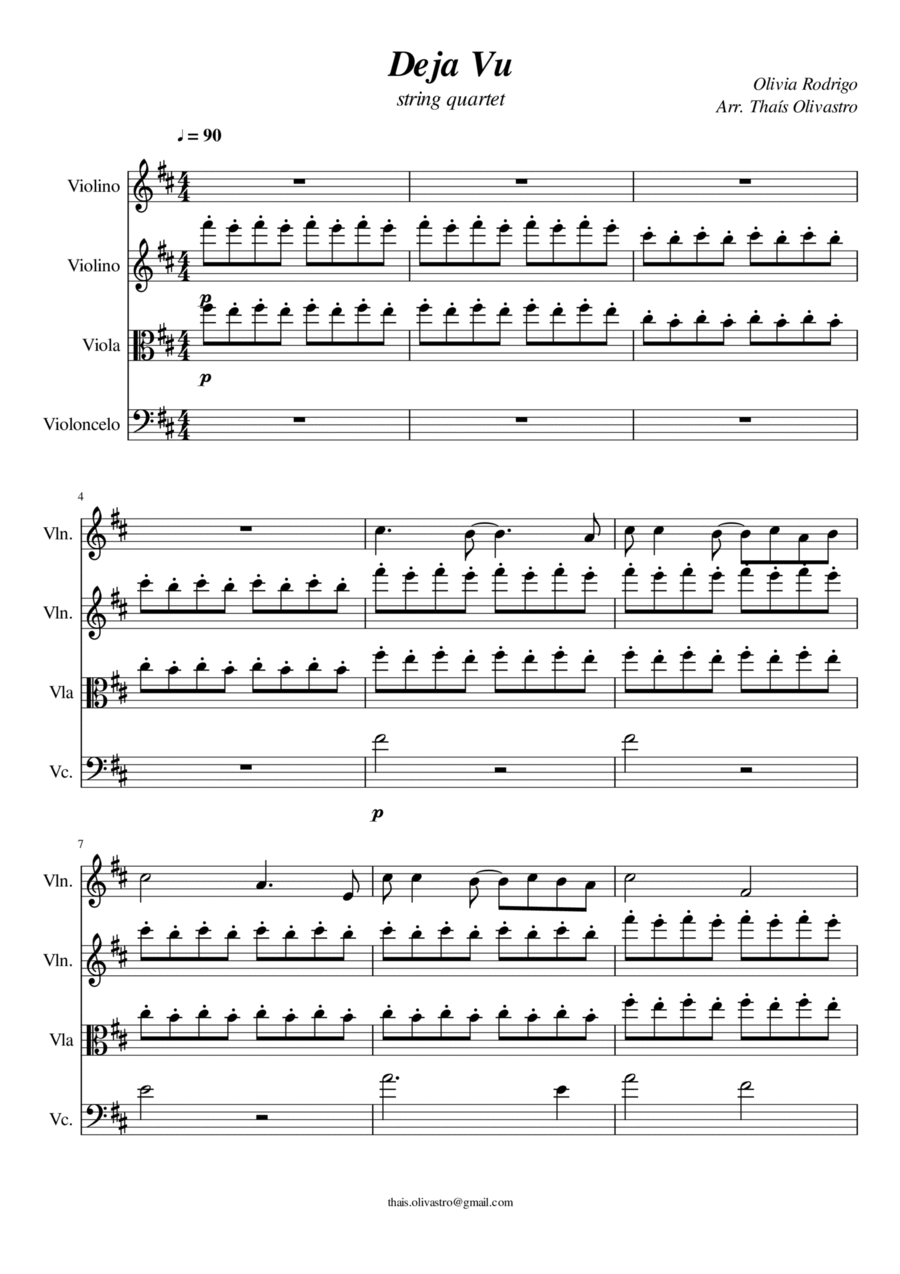 Deja Vu Deja Vu String Quartet scores gallery preview page 1