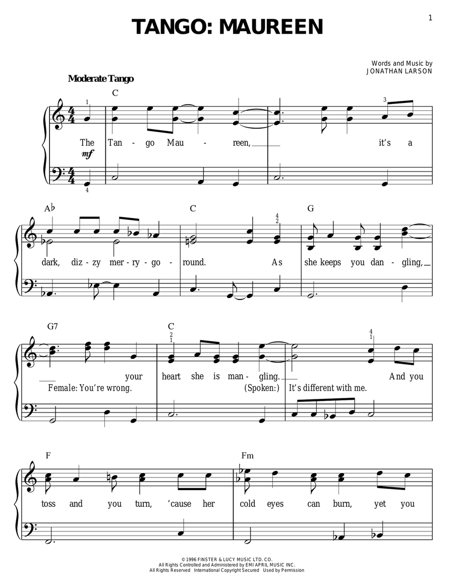 Tango: Maureen Easy Piano scores gallery preview page 1