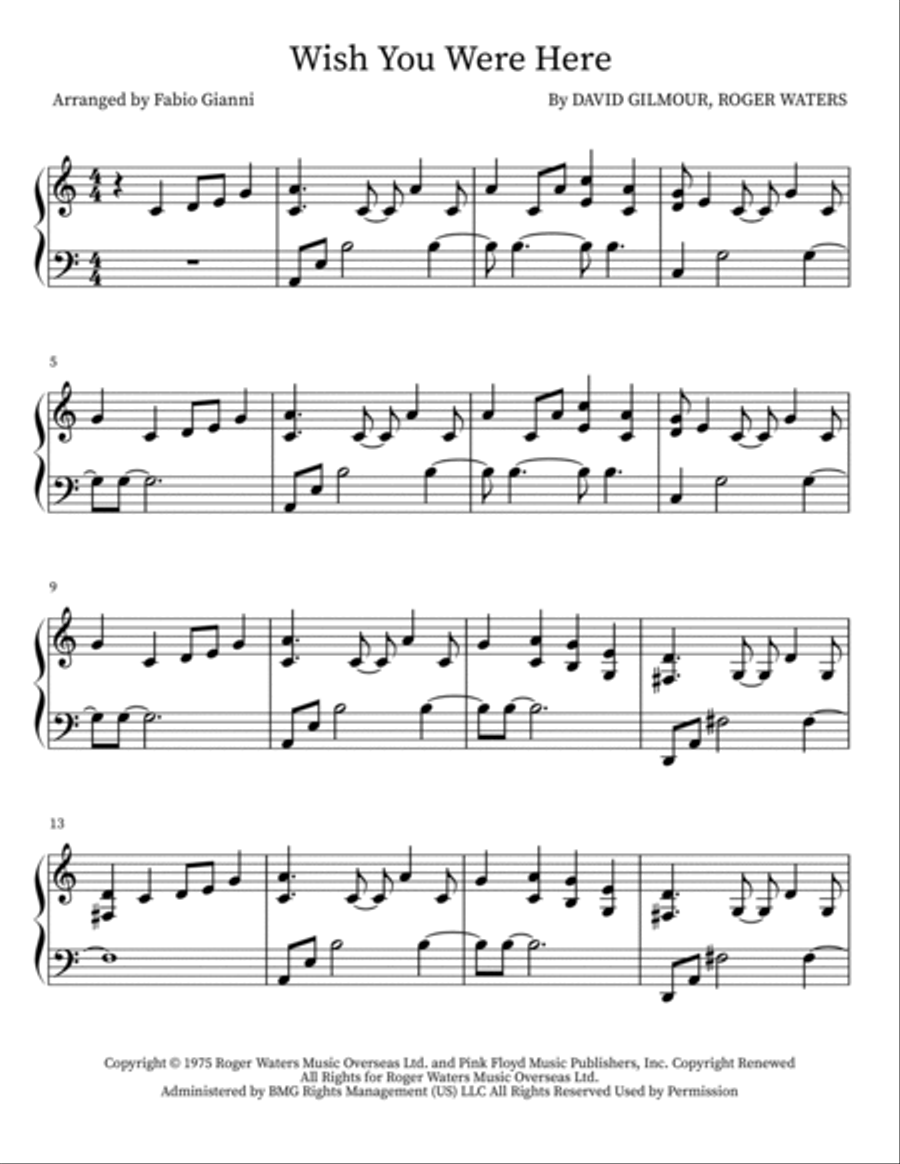 Wish You Were Here Piano Solo scores gallery preview page 2
