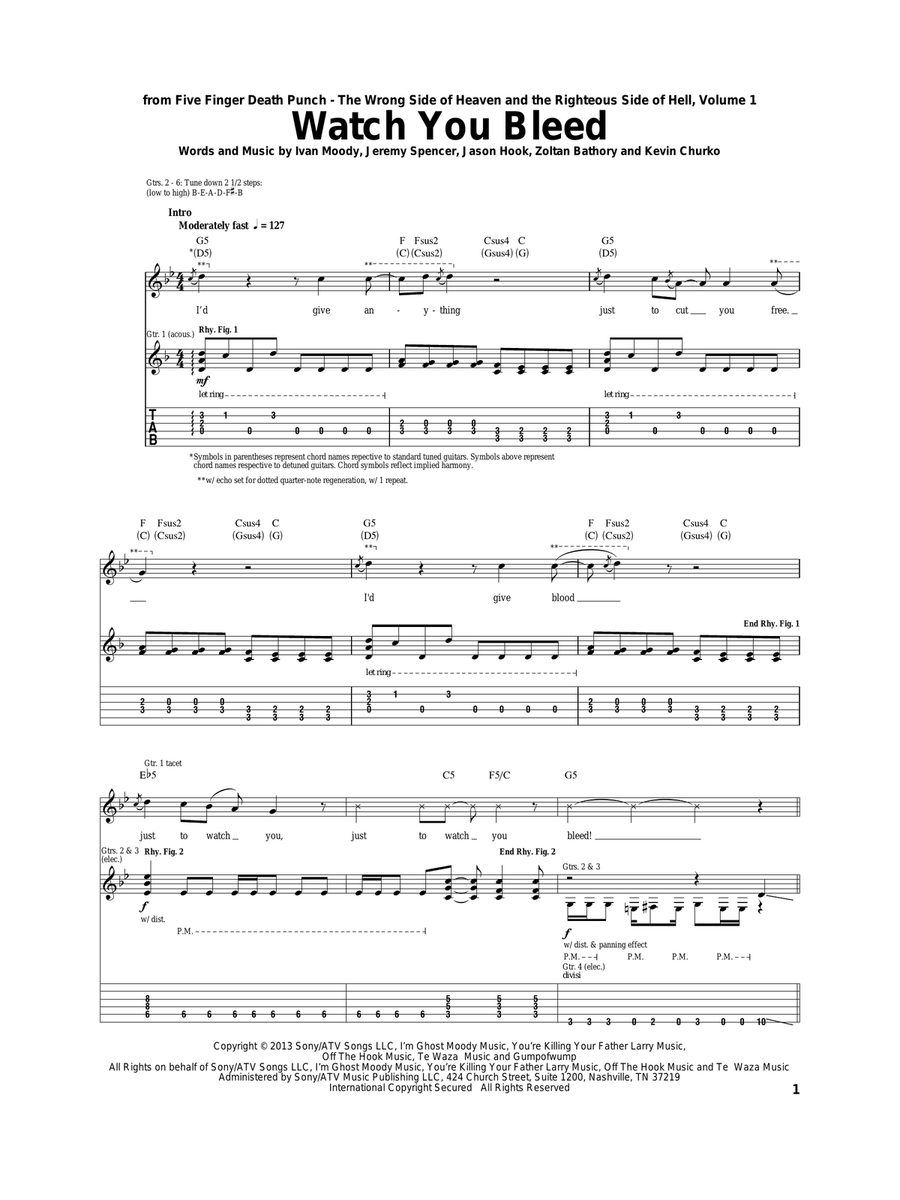 Watch You Bleed Acoustic Guitar scores gallery preview page 1