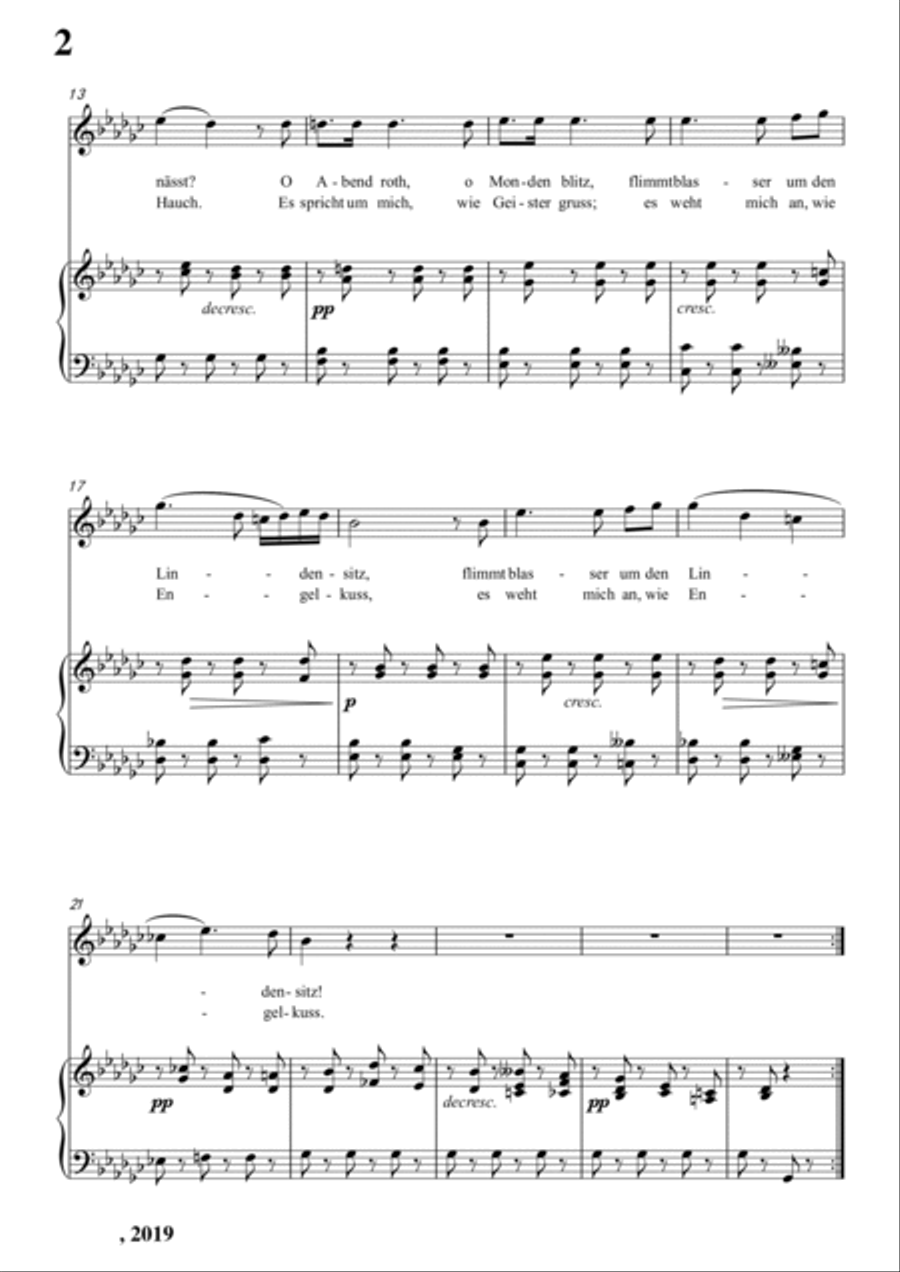 Schubert-Abends unter der Linde,D.235 in bG for Vocal and Piano Voice scores gallery preview page 3