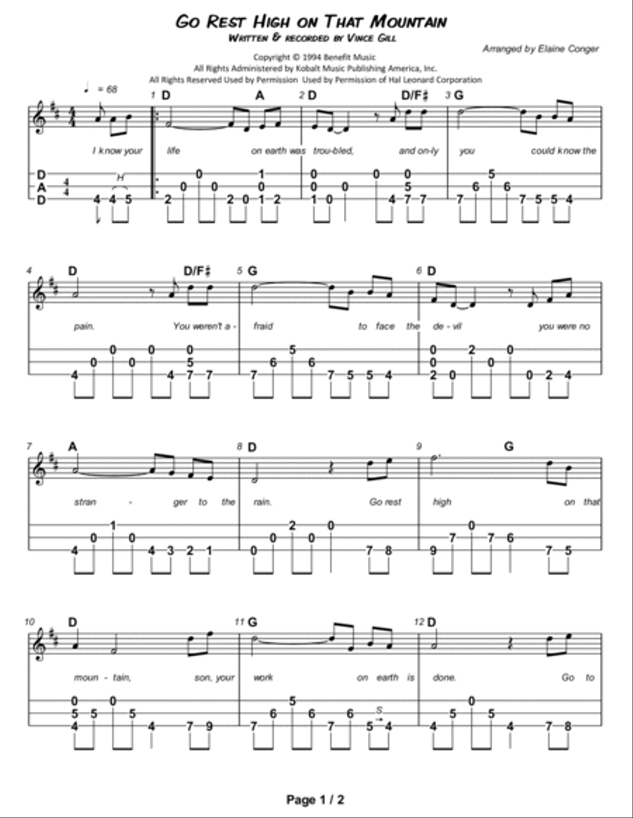 Go Rest High On That Mountain Dulcimer scores gallery preview page 2
