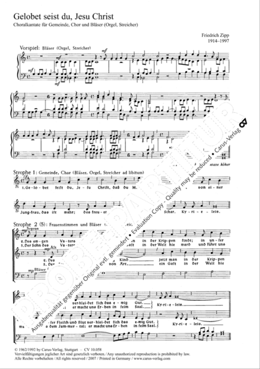 All praise to you, Lord Jesus Christ (Gelobet seist du, Jesu Christ) 4-Part scores gallery preview page 2