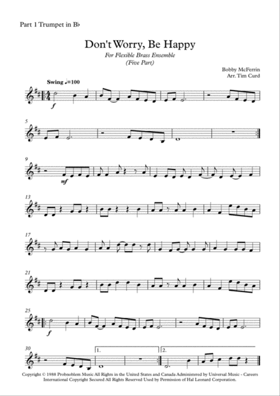 Don't Worry, Be Happy Brass Ensemble scores gallery preview page 5