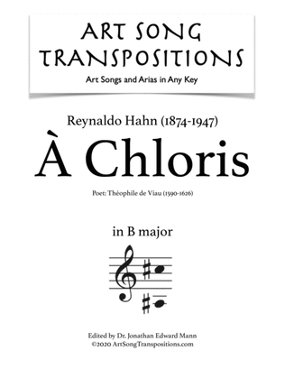 Book cover for HAHN: À Chloris (transposed to B major)