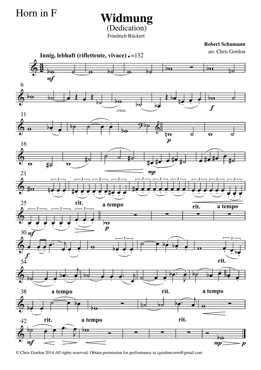 Robert Schumann: Dedication (Widmung) Song for high voice and chamber orchestra: SET OF PARTS Chamber Orchestra scores gallery preview page 6