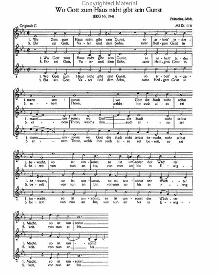 Praetorius: Gelobet seist du; Wo Gott zum Haus Score scores gallery preview page 3