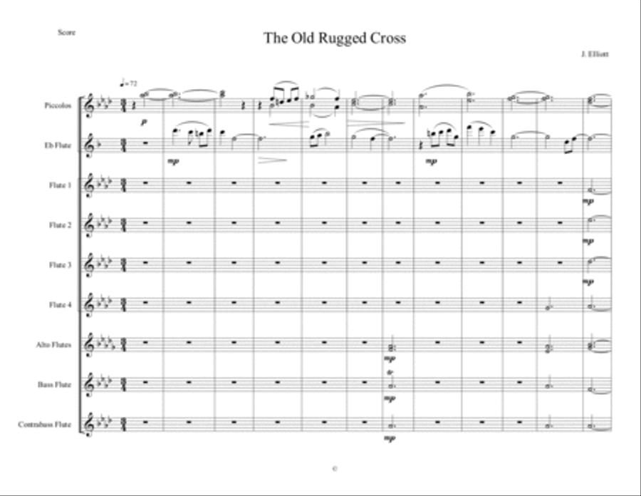 The Old Rugged cross Woodwind Quartet scores gallery preview page 1