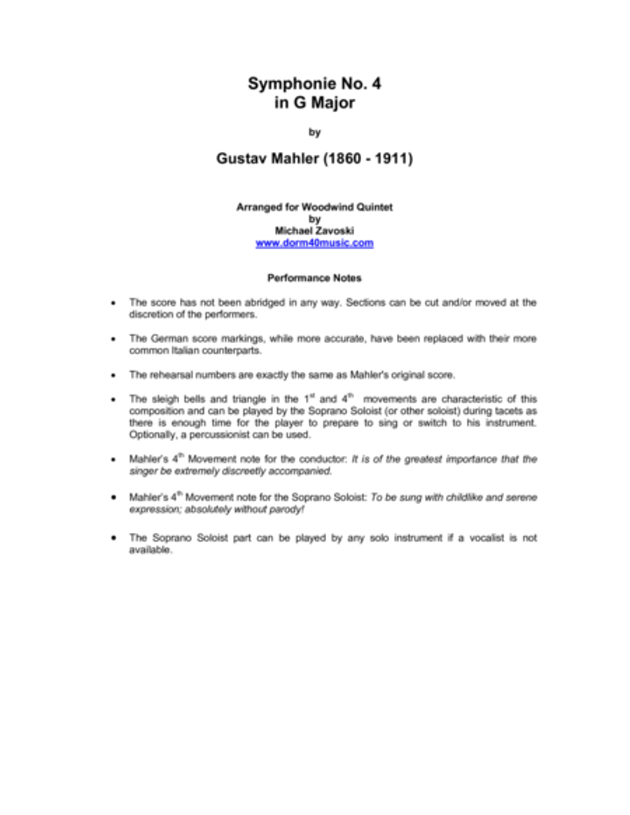 Symphonie No. 4 in G Major for Woodwind Quintet Woodwind Quintet scores gallery preview page 2