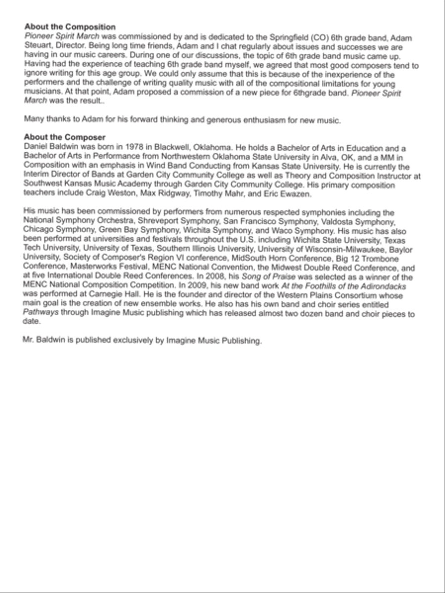 Pioneer Spirit March Concert Band scores gallery preview page 2