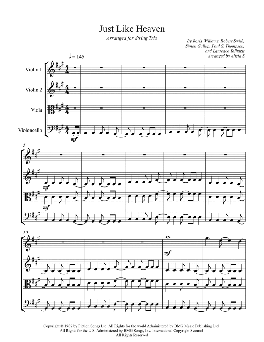 Just Like Heaven String Trio scores gallery preview page 1