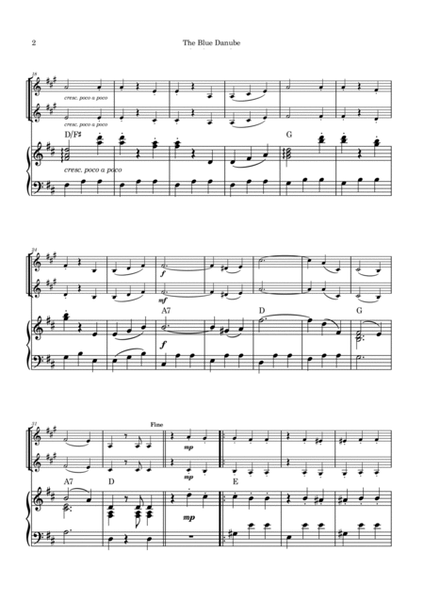 The Blue Danube - French Horn Duet with Piano and Chord Notations image number null