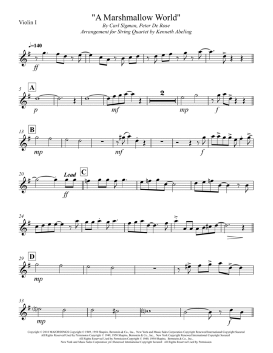 A Marshmallow World String Quartet scores gallery preview page 6