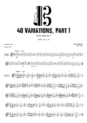Book cover for Otkar Sevcik 40 Variations Op. 3, PART 1 - thema + 1-10 var. arr. for Viola by Szczepan Pytel