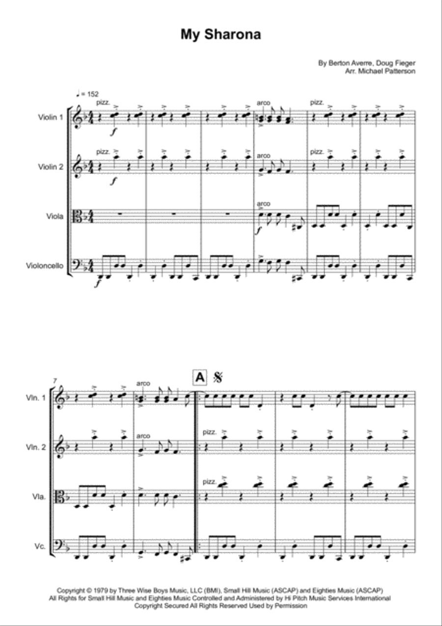 My Sharona String Quartet scores gallery preview page 1