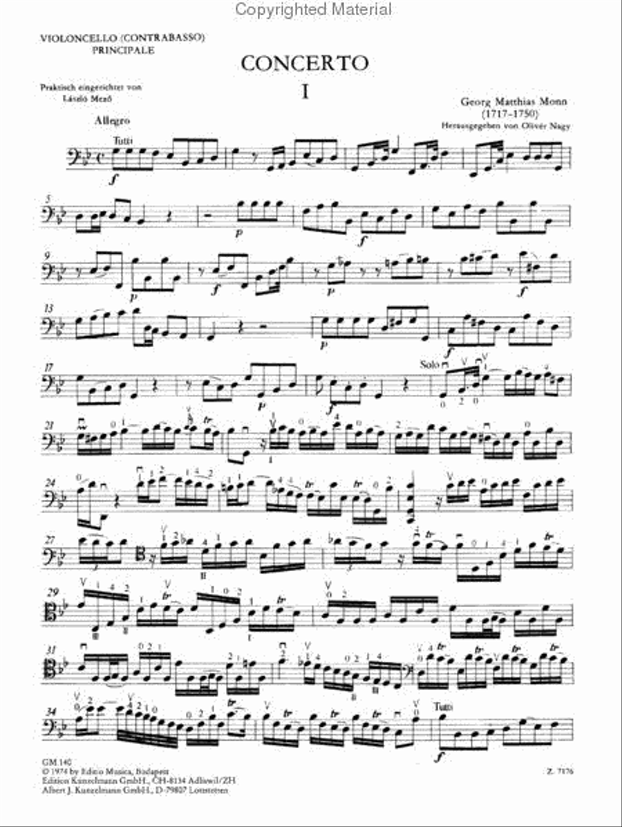Konzert fur Violoncello oder Kontrabass (Concerto for Cello or Bass) in G Minor Double Bass scores gallery preview page 3