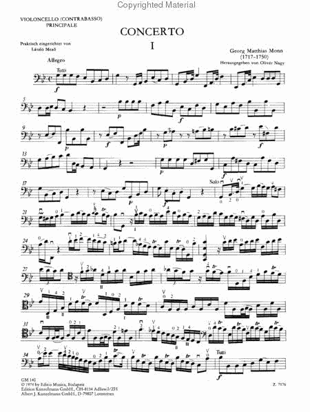 Konzert fur Violoncello oder Kontrabass (Concerto for Cello or Bass) in G Minor