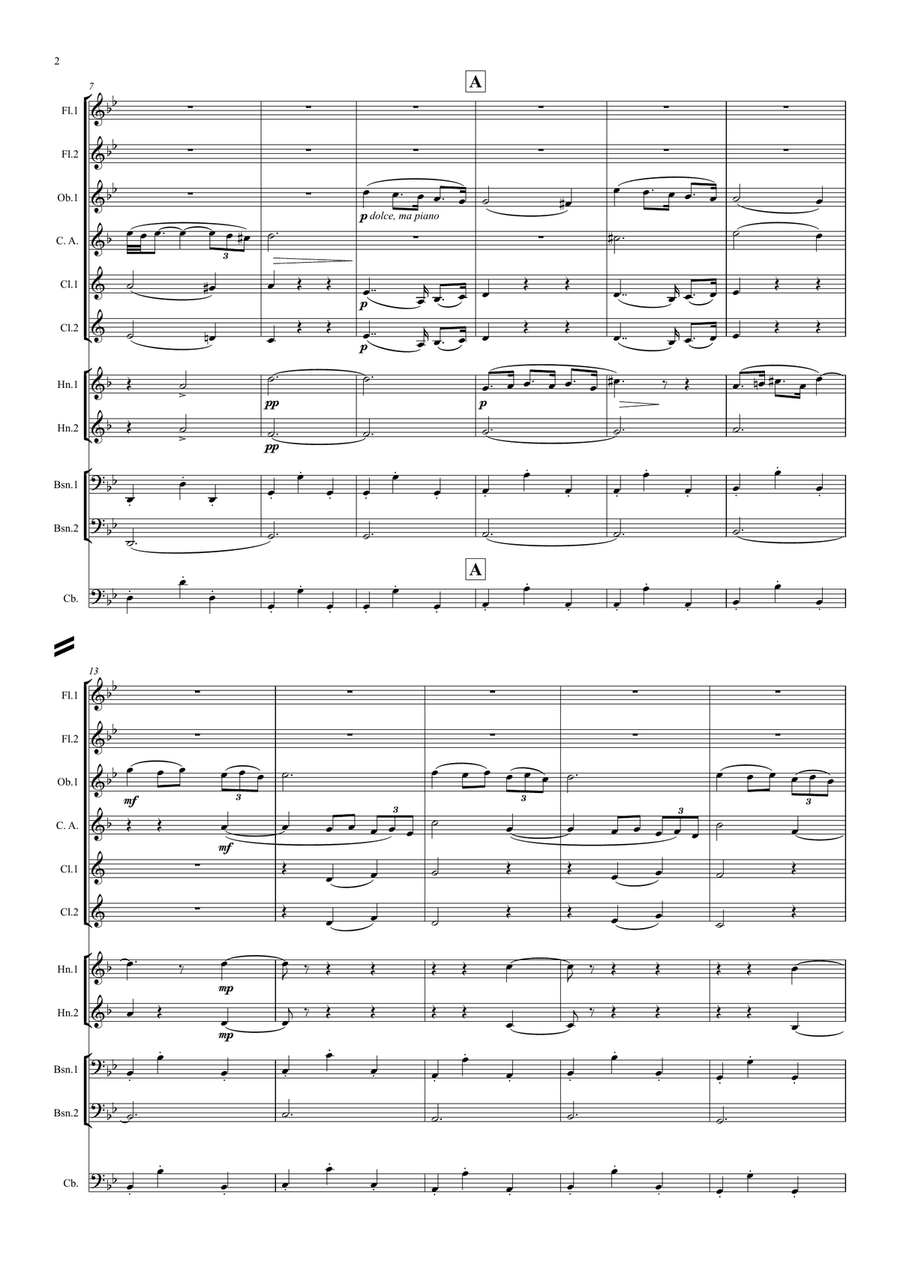 Albinoni: Adagio in G minor - symphonic wind dectet/bass Large Ensemble scores gallery preview page 2