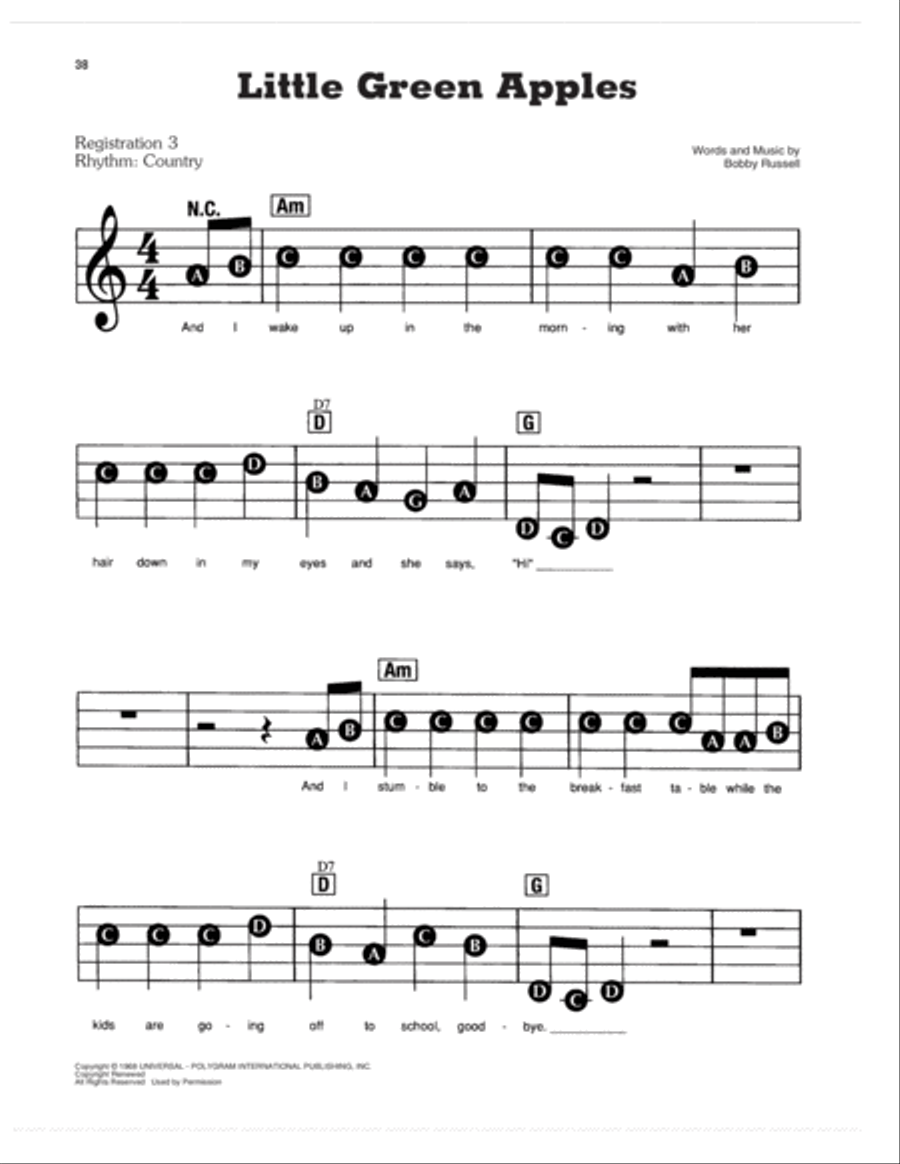 Little Green Apples Electronic Keyboard scores gallery preview page 1