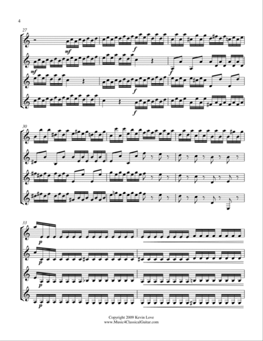 Quartet in C (Guitar Quartet) - Score and Parts Guitar Ensemble scores gallery preview page 4