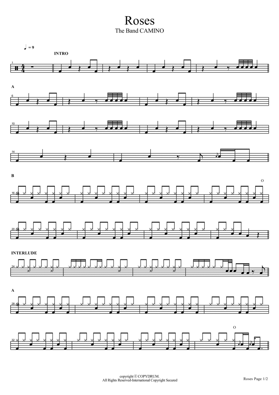 Roses Drum Set scores gallery preview page 1