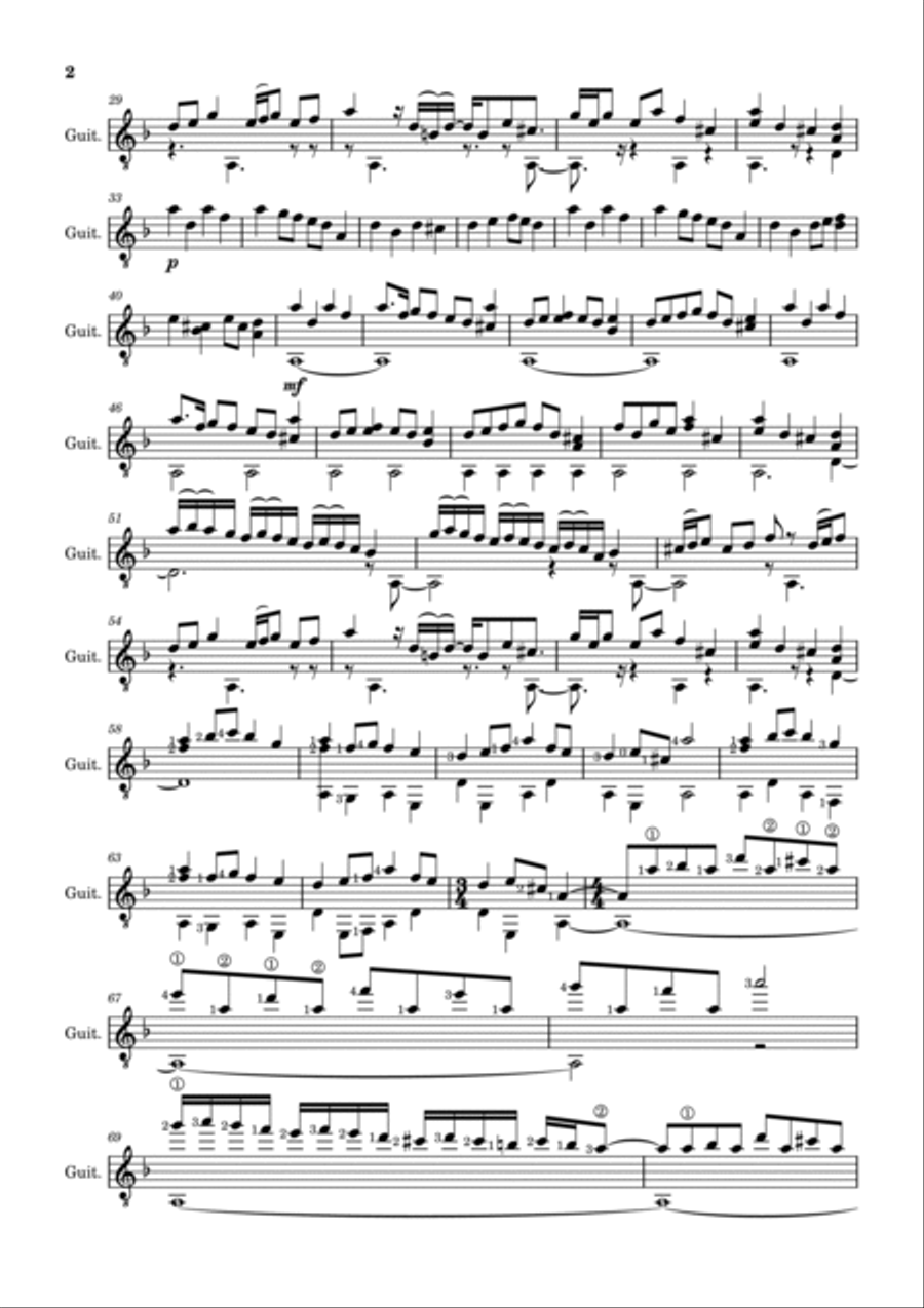 Cazandra (The Fortune-Teller). Classical Guitar scores gallery preview page 2