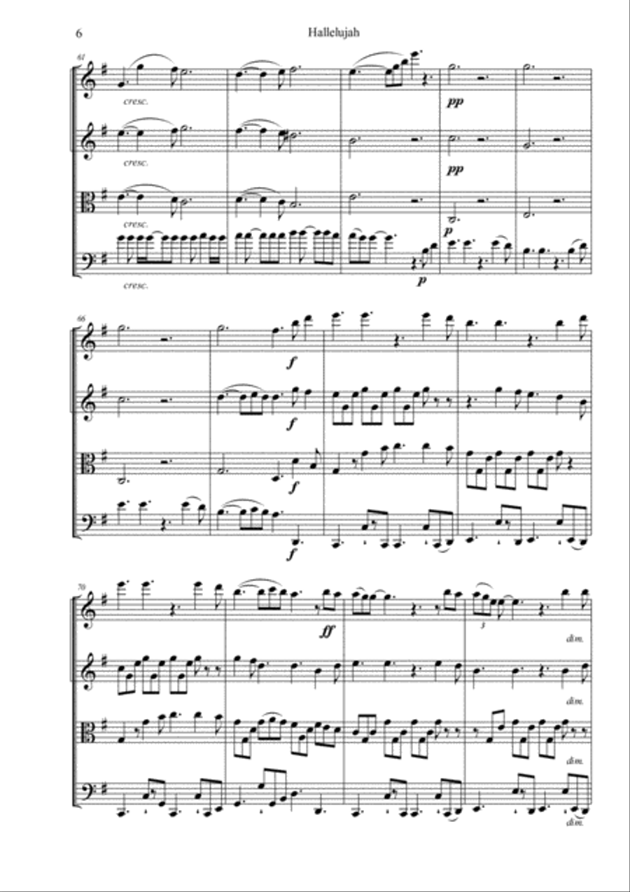 Hallelujah String Quartet scores gallery preview page 6