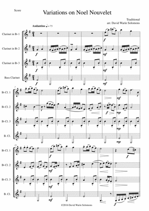 Variations on Noel Nouvelet for clarinet quartet