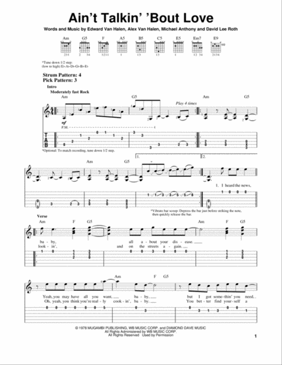 Ain't Talkin' 'Bout Love Acoustic Guitar scores gallery preview page 1